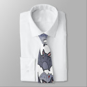 Cute bats Grey and white Cartoon Modern pattern Stropdas (Gebonden)