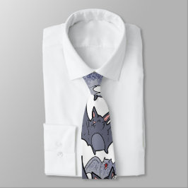 Cute bats Grey and white Cartoon Modern pattern Stropdas