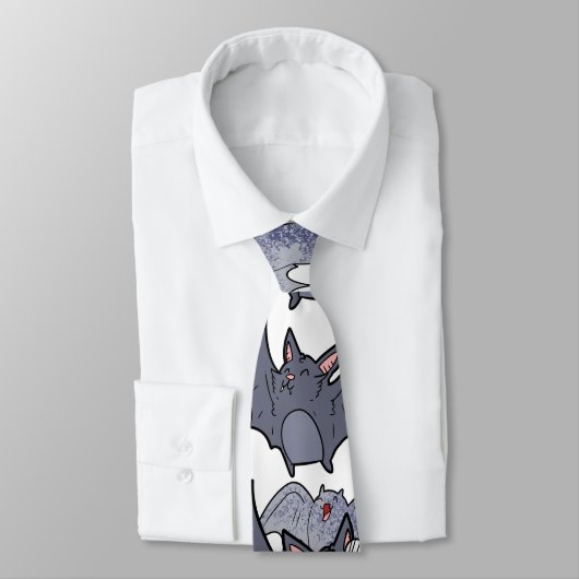 Cute bats Grey and white Cartoon Modern pattern Stropdas (Gebonden)