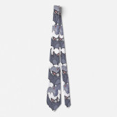 Cute bats Grey and white Cartoon Modern pattern Stropdas (Voorkant)