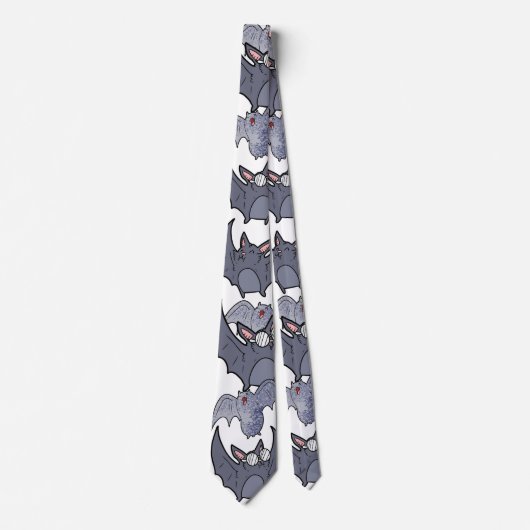 Cute bats Grey and white Cartoon Modern pattern Stropdas (Voorkant)