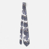Cute bats Grey and white Cartoon Modern pattern Stropdas (Achterkant)