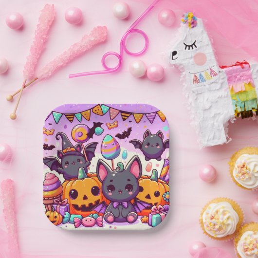 Cute bats halloween party papieren bordje (Feest)