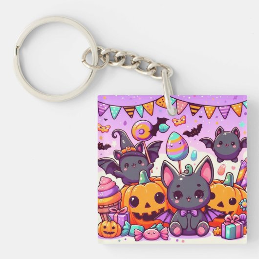 Cute bats halloween party sleutelhanger (voorkant)