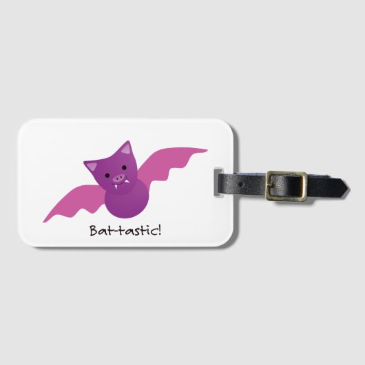 Cute Battastic Pink Bat. Bagagelabel (Voorkant (horizontaal))