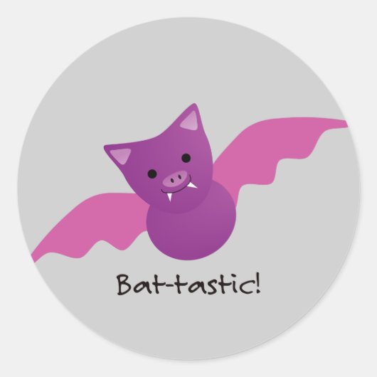 Cute Battastic Pink Bat. Ronde Sticker (Voorkant)