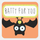 Cute Batty Halloween Vierkante Sticker (Voorkant)