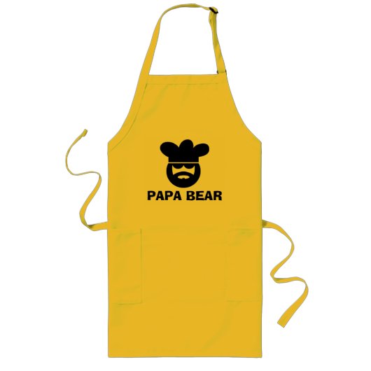 Cute BBQ-schort voor papa's | Papa Beer Lang Schort (Voorkant)