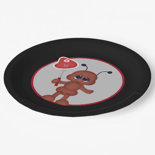 Cute bbq steak ant party papieren bordje (Gekanteld)