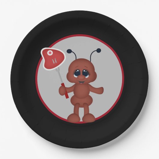 Cute bbq steak ant party papieren bordje (Voorkant)