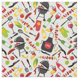 Cute BBQ Theme Grill Kebab Sause Ketchup Kitchen Stof