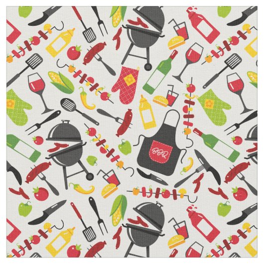 Cute BBQ Theme Grill Kebab Sause Ketchup Kitchen Stof (Close Up)