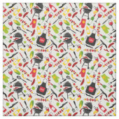 Cute BBQ Theme Grill Kebab Sause Ketchup Kitchen Stof (Swatch)