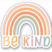Cute Be Happy Be Kind Vinyl Stickers met Regenboog (Voorkant)