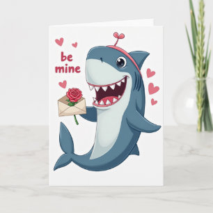 Cute Be Mine Haaien Valentijnskaart Kaart