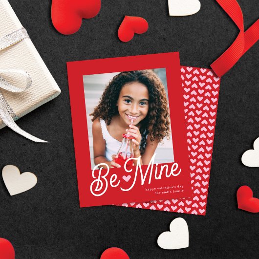 Cute Be Mine Heart Valentijn Classroom Photo Card Notitiekaartje