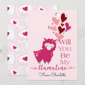 Cute be My Valentijn Llama Feestdagenkaart (Voorkant / Achterkant)