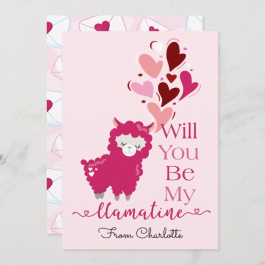Cute be My Valentijn Llama Feestdagenkaart (Voorkant / Achterkant)