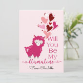 Cute be My Valentijn Llama Feestdagenkaart (Staand voorkant)