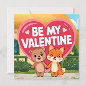 Cute Be my Valentine couple Feestdagenkaart (Voorkant)