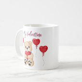 Cute Be My Valentine Teddy Bear with Heart Balloon Koffiemok (Voorkant links)
