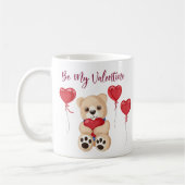 Cute Be My Valentine Teddy Bear with Heart Balloon Koffiemok (Links)