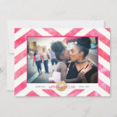 Cute be roze Chevron Gold Kisses Valentijnsdag Feestdagenkaart (Voorkant)