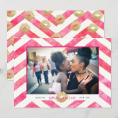 Cute be roze Chevron Gold Kisses Valentijnsdag Feestdagenkaart (Voorkant / Achterkant)