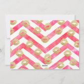 Cute be roze Chevron Gold Kisses Valentijnsdag Feestdagenkaart (Achterkant)