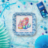 Cute Beach Birthday mermaid customizable  Papieren Bordje (Feest)