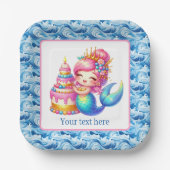 Cute Beach Birthday mermaid customizable  Papieren Bordje (Voorkant)