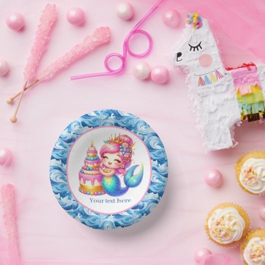 Cute Beach Birthday mermaid customizable Papieren Kommen (Feest)