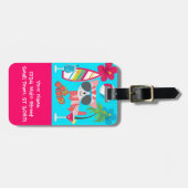 Cute Beach Bum Kitty Cat Zonnebril Strandbal Bagagelabel (Voorkant horizontaal)