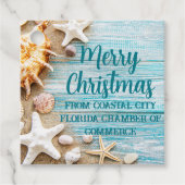 Cute Beach Company Christmas Seashell Custom Party Bedankjes Labels (Voorkant)
