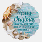 Cute Beach Company Christmas Seashell Customized Ornament Kaart (Voorkant)