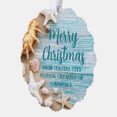 Cute Beach Company Christmas Seashell Customized Ornament Kaart (Links)