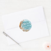 Cute Beach Company Kerstmis Seashell Custom Gift Ronde Sticker (Envelop)