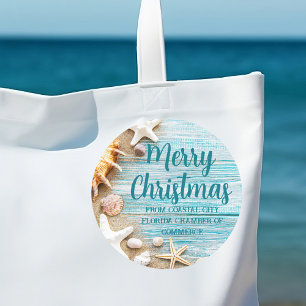 Cute Beach Company Kerstmis Seashell Custom Gift Ronde Sticker