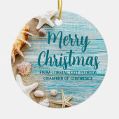 Cute Beach Company Seashell op maat gesneden kerst Keramisch Ornament (Voorkant)