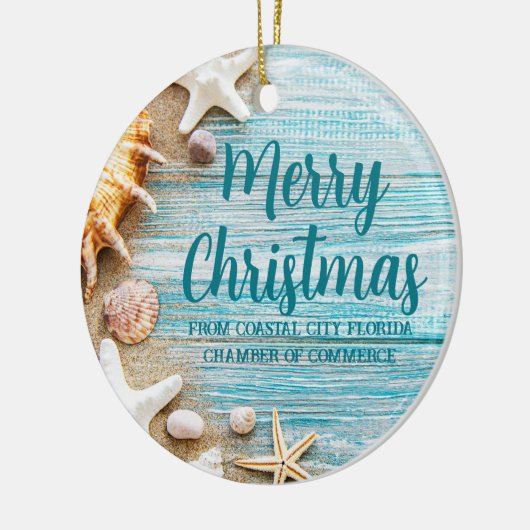 Cute Beach Company Seashell op maat gesneden kerst Keramisch Ornament (Links)