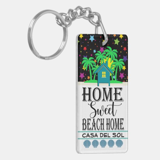 CUTE BEACH HOUSE Zie Beide kanten Sleutelhanger (Voorkant Links)