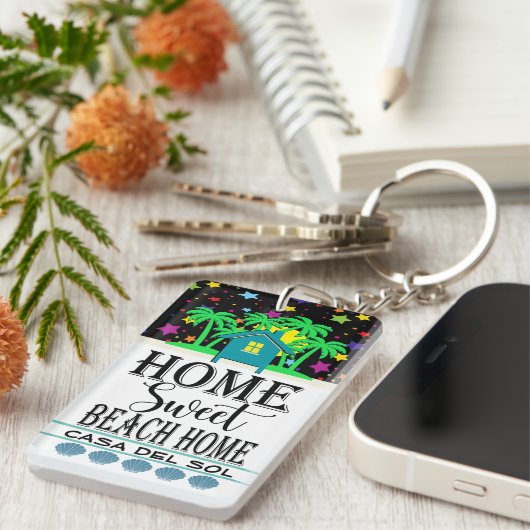 CUTE BEACH HOUSE Zie Beide kanten Sleutelhanger (Voorkant Rechts)