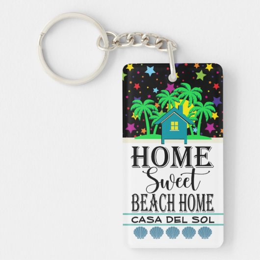CUTE BEACH HOUSE Zie Beide kanten Sleutelhanger (Voorkant)