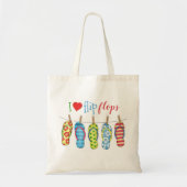 Cute Beach I Love Teenslipper Cute Girly Heart Tote Bag (Voorkant)