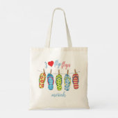 Cute Beach I Love Teenslippers Cute Girly Heart Ta Tote Bag (Achterkant)
