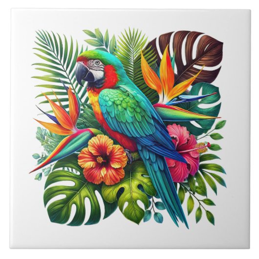 Cute beach parrot lovers  tegeltje (Voorkant)