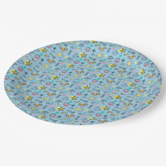 Cute beach pattern papieren bordje (Gekanteld)