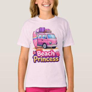 Cute Beach Princess Roze Surfbus - Meisjes Zomer T T-shirt