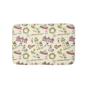 Cute Beach Scene Pattern Badmat