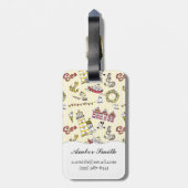 Cute Beach Scene Pattern Bagagelabel (Achterkant verticaal)